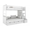Bílá patrová postel se dvěma lůžky SIMONE s úložnými schody a policí 90x200 cm, 120x200 cm (Zvolte stranu Vpravo)