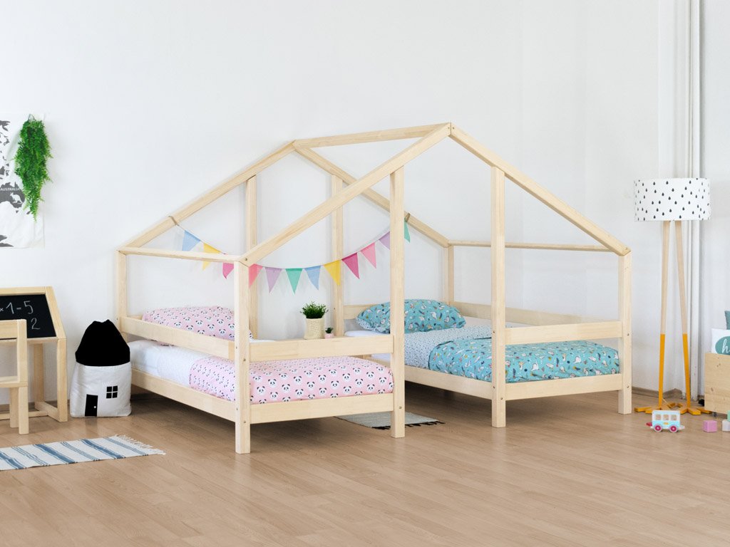 Domečková postel pro dvě děti VILLY Přírodní