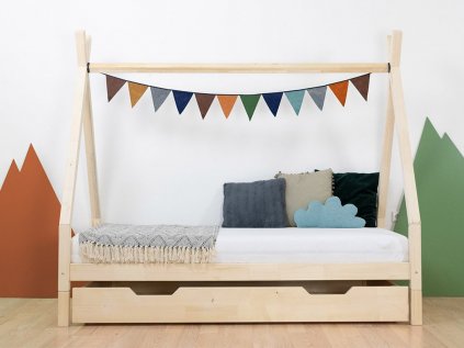 Dětská dřevěná postel NAKANA ve tvaru teepee přírodní