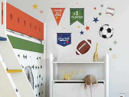 Samolepící dekorace na zeď MÍČE pro sportovní nadšence