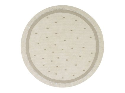 24246 2 bezovy kulaty koberec puck s teckami