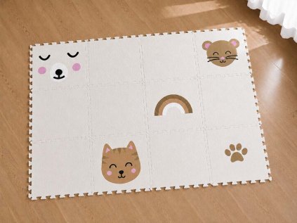 Dvanáctidílná puzzle podlaha do dětského pokoje BÉŽOVÁ