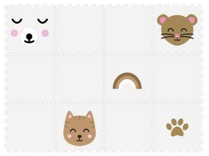 Dvanáctidílná puzzle podlaha do dětského pokoje BÉŽOVÁ