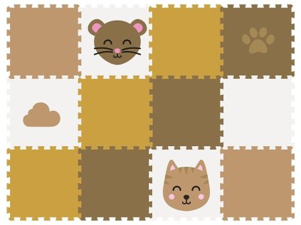 Pěnová podlaha puzzle 12 dílů HNĚDÁ