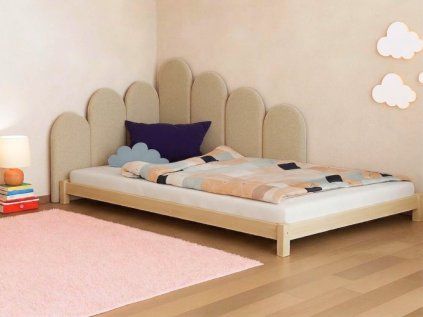 Nástěnný čalouněný panel BOUCLÉ ve tvaru oblouku