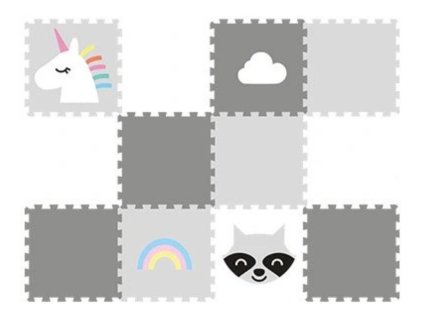 Dvanáctidílná puzzle podlaha do dětského pokoje MÝVAL A JEDNOROŽEC