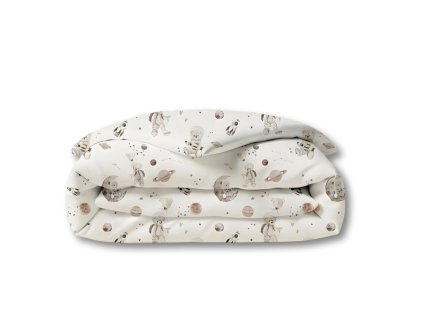 Bavlněný polštářek a přikrývka MEDVĚD VE VESMÍRU světlý