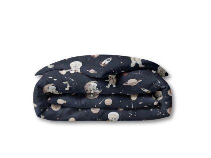 Bavlněný polštářek a přikrývka MEDVĚD VE VESMÍRU tmavý