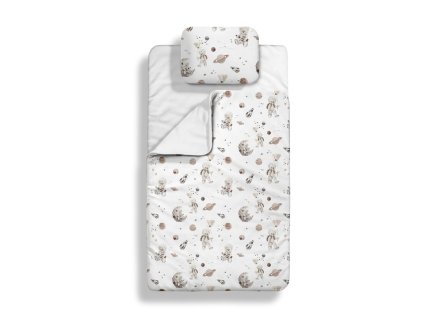 Spací pytel 2v1 MEDVĚD VE VESMÍRU do postýlky SVĚTLÝ