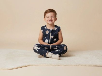 Lehký spací pytel s nohavicemi MEDVĚD VE VESMÍRU tmavý