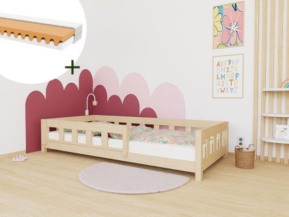 Jednolůžková postel PLOTTY se zábranou 120x200 cm + matrace WAVE