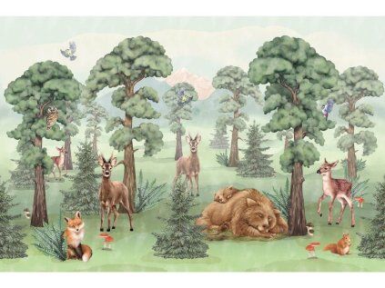 25826 nastenny mural les do detskeho pokoje