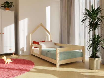 Dětská postel domeček POPPI s bočnicí (Rozměr 140 x 200 cm, Strana Vlevo, Zvolte barvu Tyrkysová)