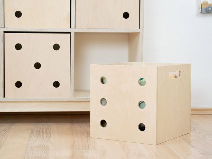 Dřevěný úložný box DICE s čísly ve stylu hrací kostky (Varianta Trojka, Zvolte barvu Tyrkysová)