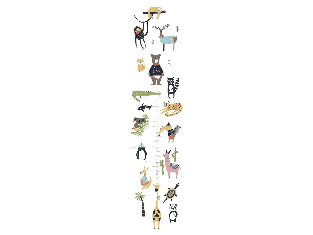 Levně Dětský nástěnný metr SVĚT ZVÍŘAT z vinylu Zvolte rozměr: 53 cm x 270 cm