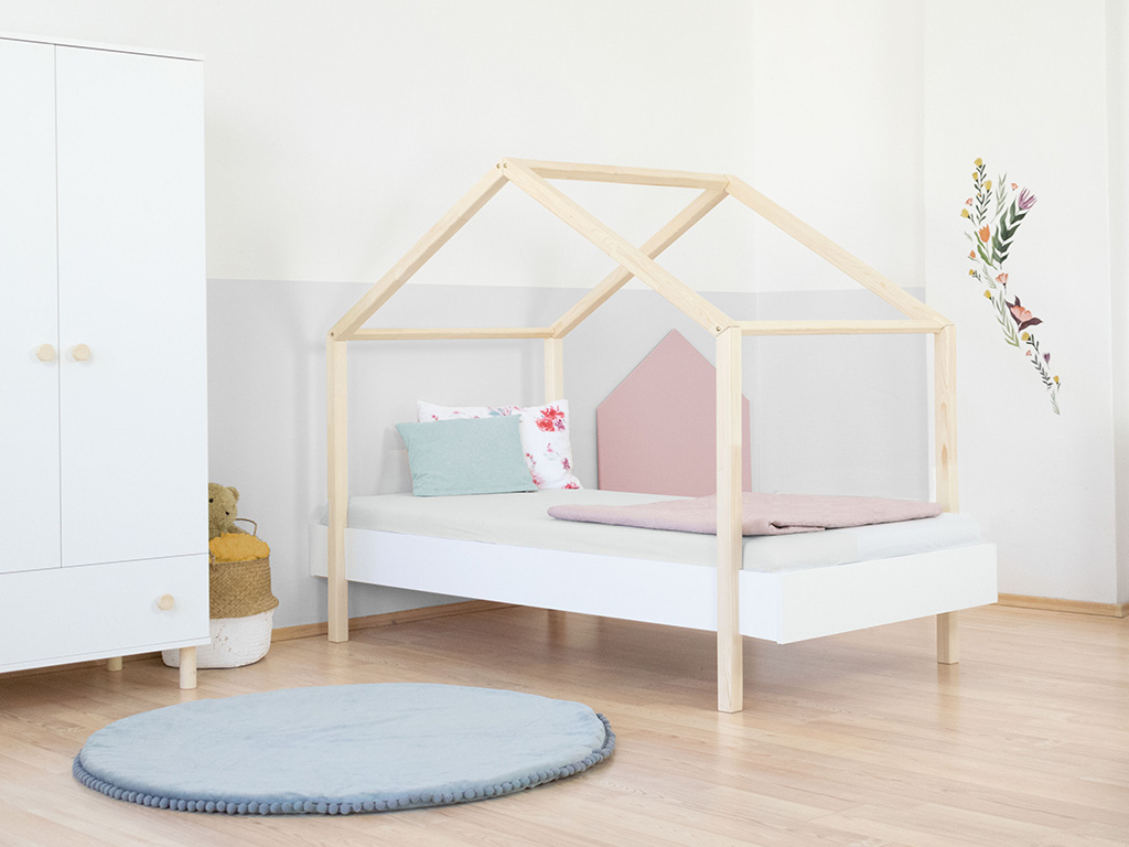 Levně Benlemi Dětská domečková postel MODULAR s předním štítem Zvolte rozměr: 90x200 cm, Zvolte variantu: Bez čela