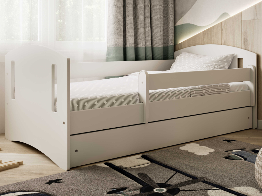 Bílé dětské jednolůžko CLASSIC s plnými čely Zvolte rozměr: 80x160 cm, Zvolte matraci: Bez matrace, Zvolte šuplík: Bez šuplíku