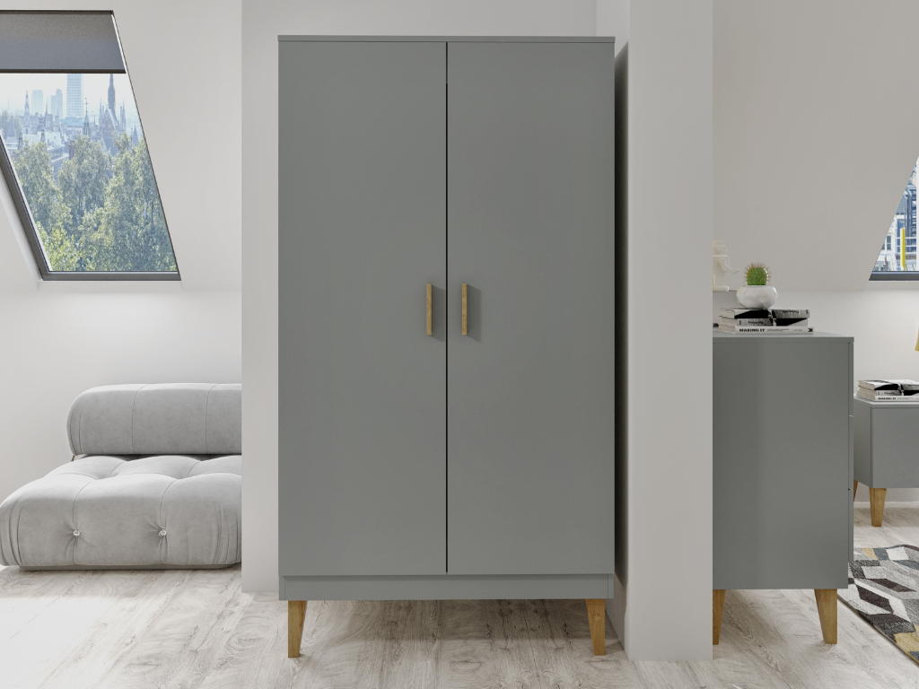 Designová šatní skříň KUBI s tyčí i policemi Zvolte barvu: Bílá (obrázek 6)