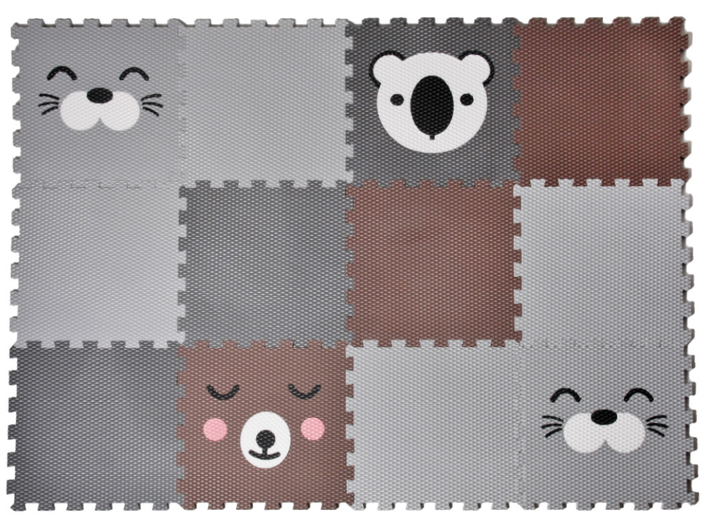 Levně Šedá pěnová puzzle podlaha z 12 dílů TULEŇ