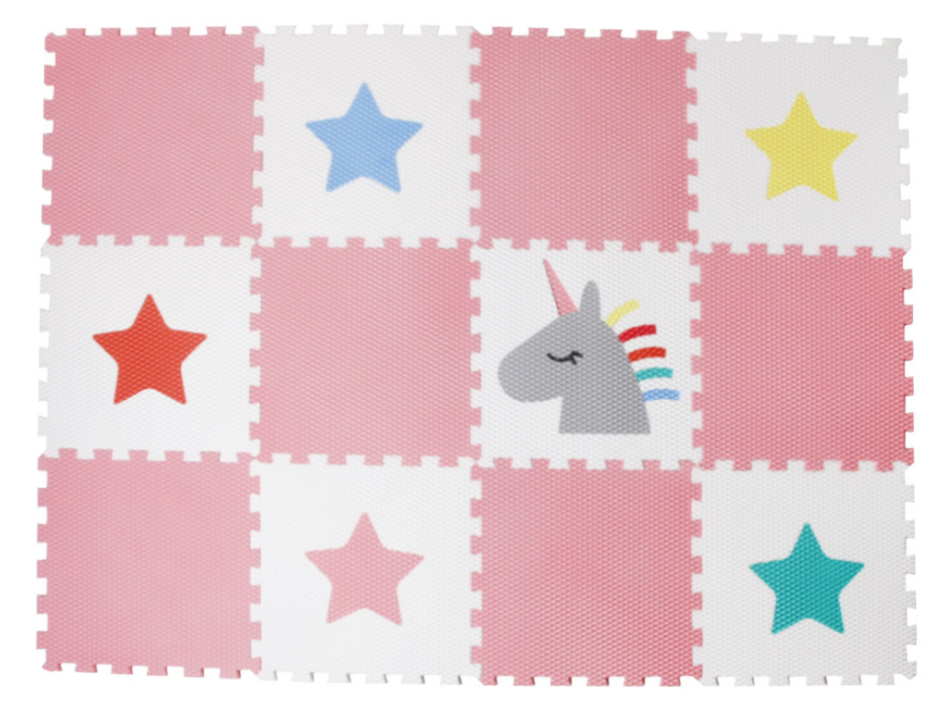 Levně Růžová hrací podlaha puzzle 12 dílů JEDNOROŽEC