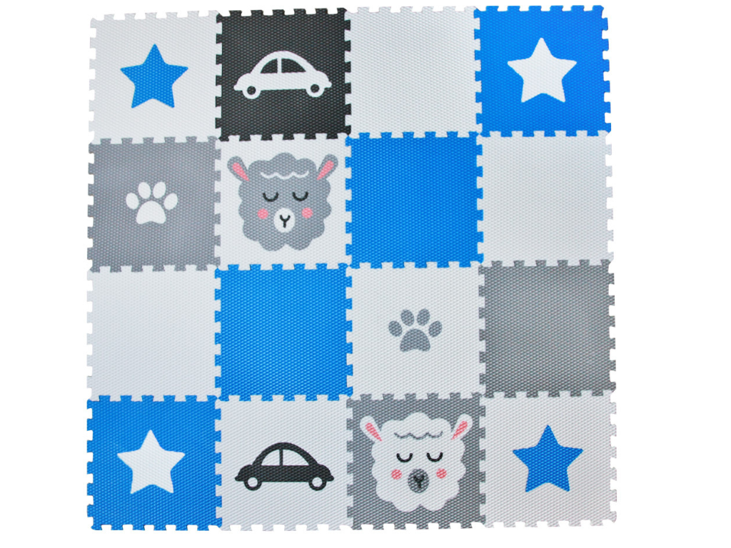 Levně Pěnová podlaha puzzle 16 dílů MODRÉ HVĚZDY