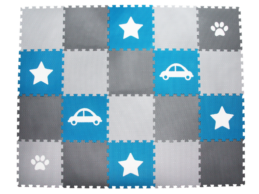 Levně Pěnová podlaha puzzle 20 dílů MODRÉ AUTO