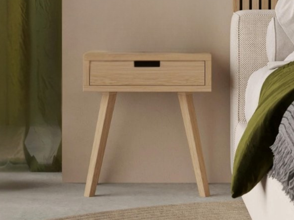 Levně Designový noční stolek se šuplíkem LUNA přírodní Zvolte kvalitu dřeva: 1. Dubový masiv třídy A