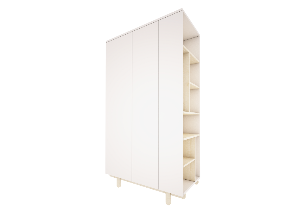 Designová šatní skříň s otevřeným regálem BASIC bílá (obrázek 11)