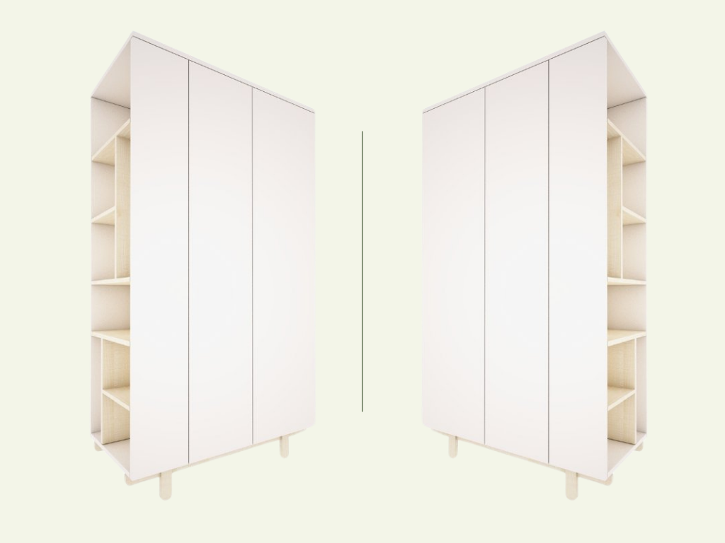 Designová šatní skříň s otevřeným regálem BASIC bílá (obrázek 6)