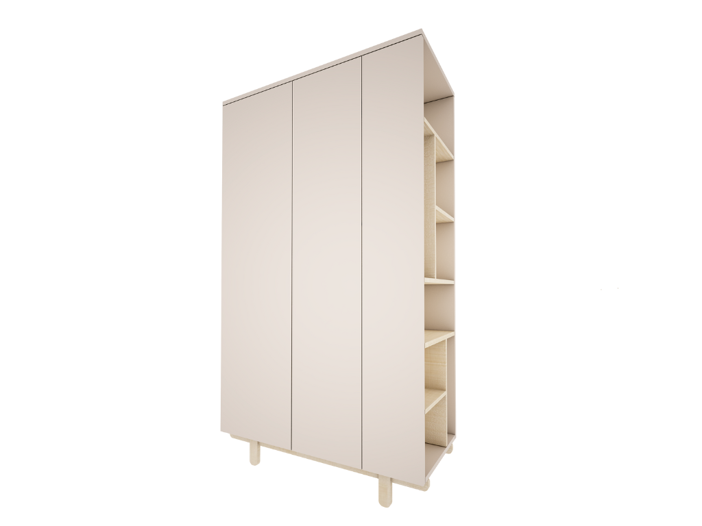 Šatní skříň s otevřeným regálem BASIC kašmírová (obrázek 9)