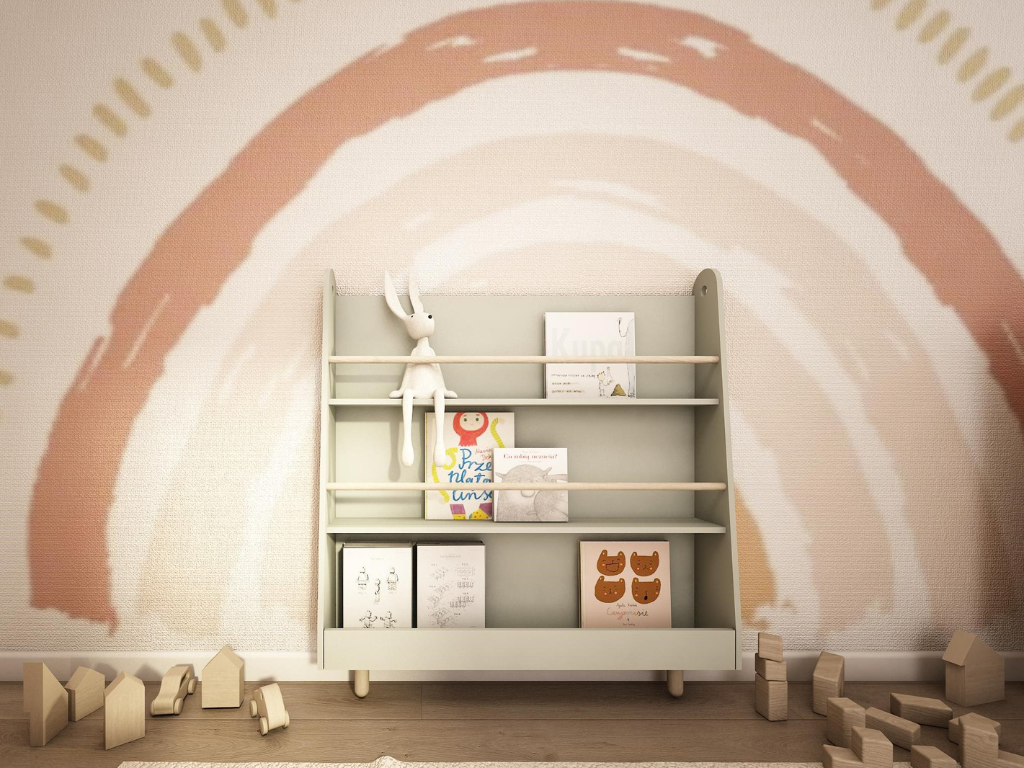 Dětský Montessori regál se 3 prostornými policemi BOOKWORM olivový (obrázek 3)
