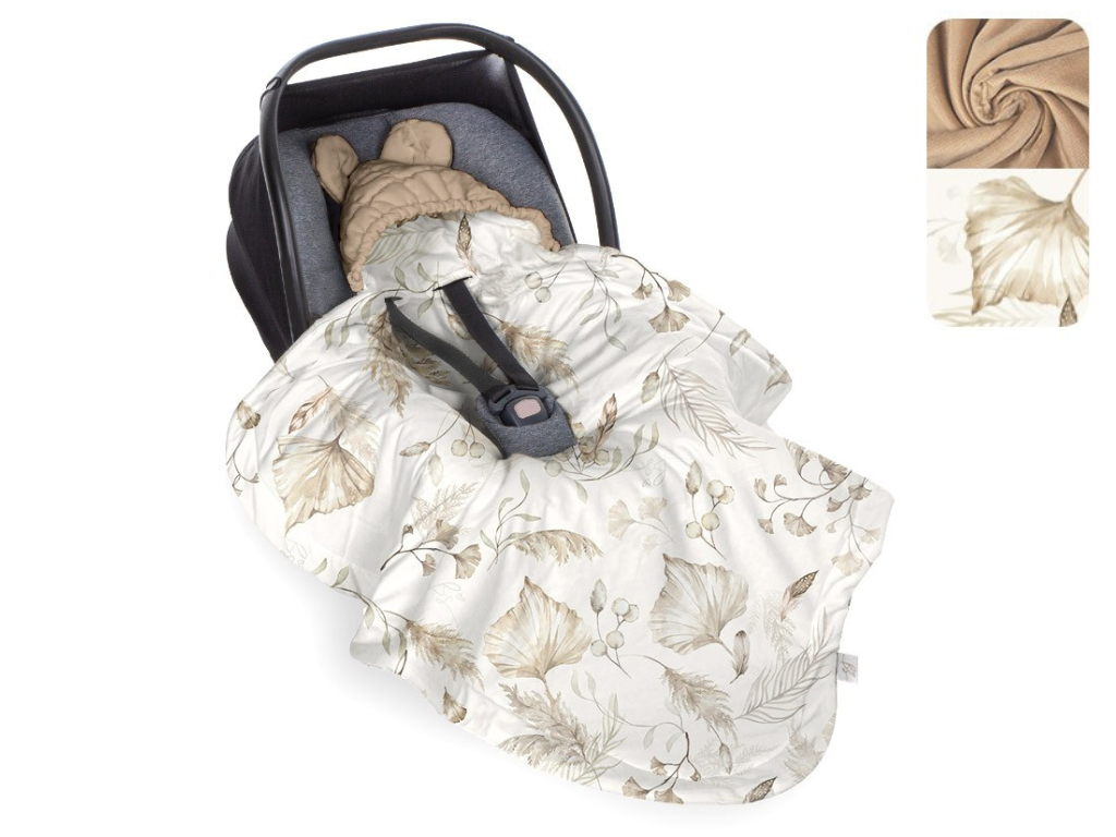 Babysteps Celoroční zavinovací deka do autosedačky pro miminko BOHO + BÉŽOVÁ