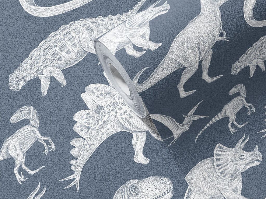 Levně Omyvatelná dětská tapeta na zeď DINOSAUŘI modrá