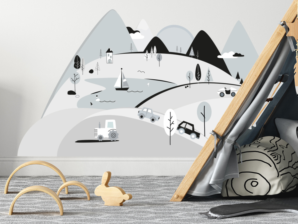 Pastelowe Love Nástěnná samolepka HORY šedá Zvolte rozměr: S