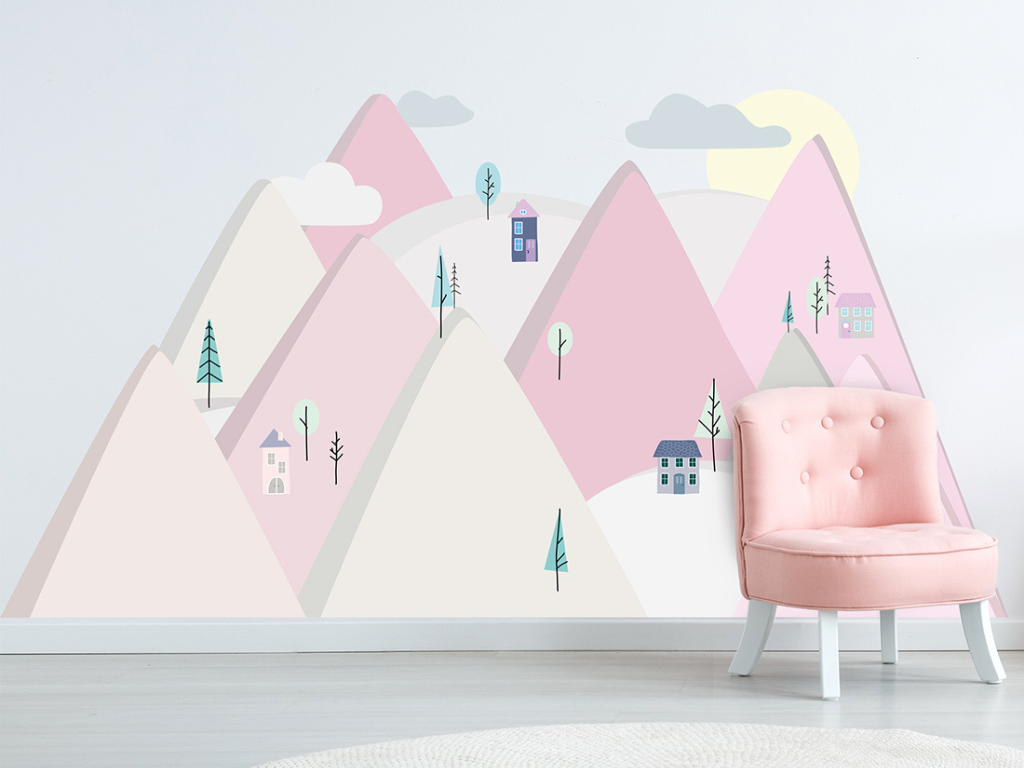 Pastelowe Love Nástěnná samolepka HORY růžová Zvolte rozměr: S