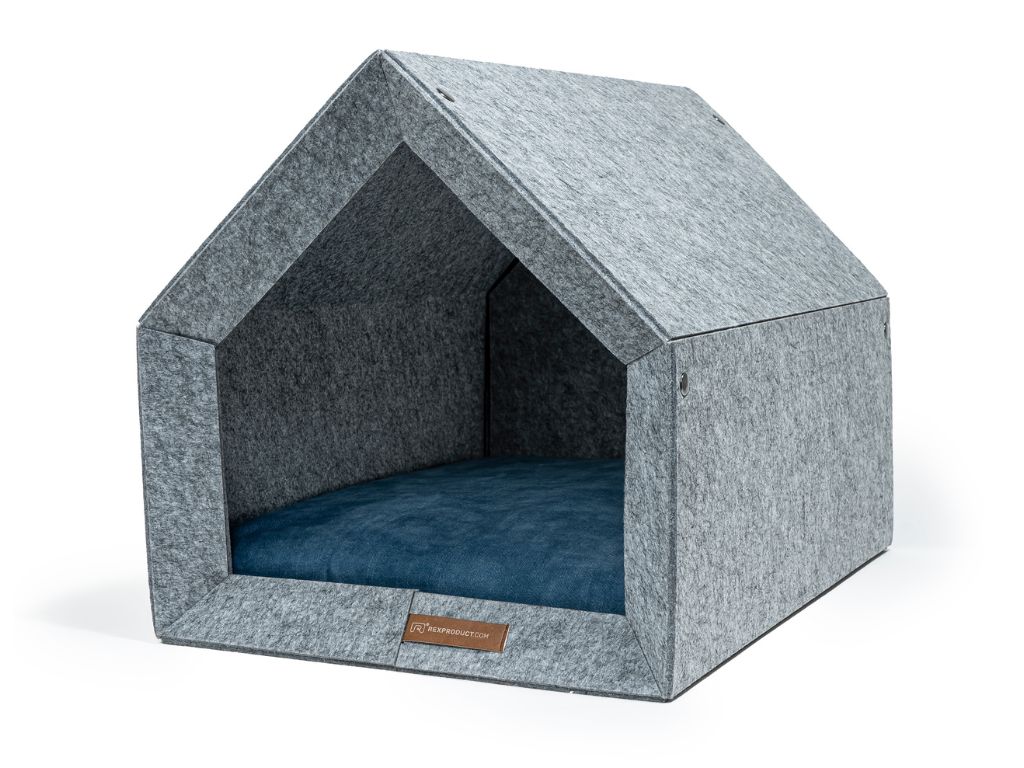 Rexproduct Vysoce odolná bouda PETHOME s měkkou matrací SVĚTLE ŠEDÁ do interiéru Zvolte barvu: Modrá, Zvolte rozměr: S