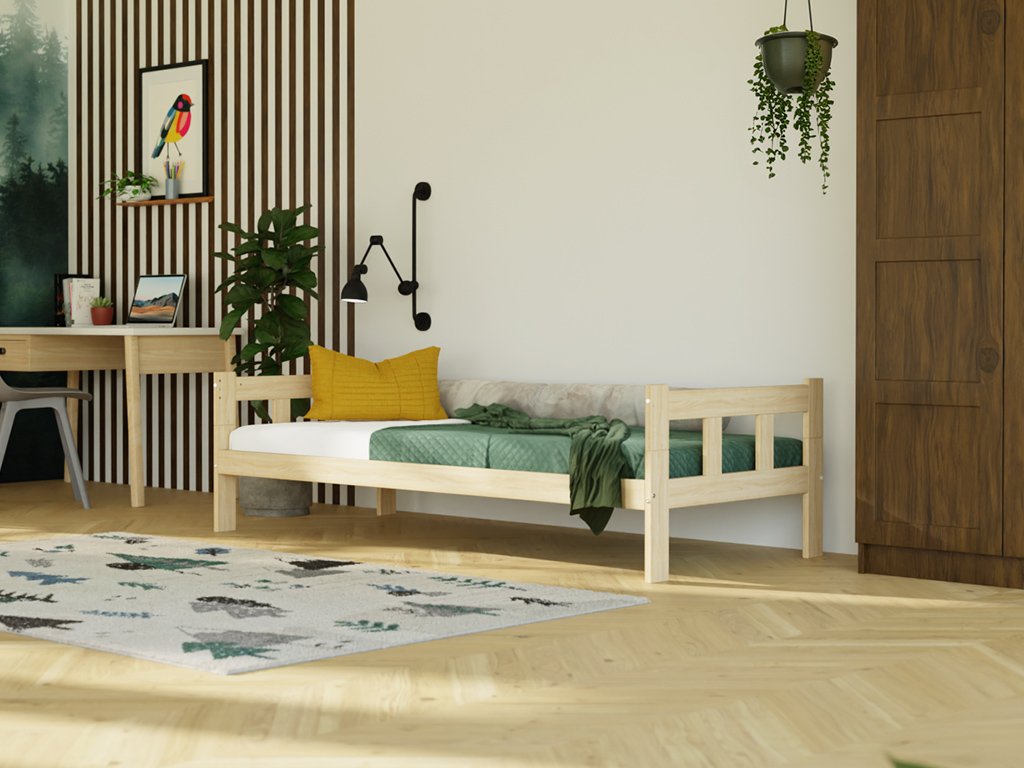Levně Benlemi Jednolůžko s čely FENCE 2v1 ze dřeva Zvolte barvu: Bílá, Zvolte rozměr: 90x190 cm