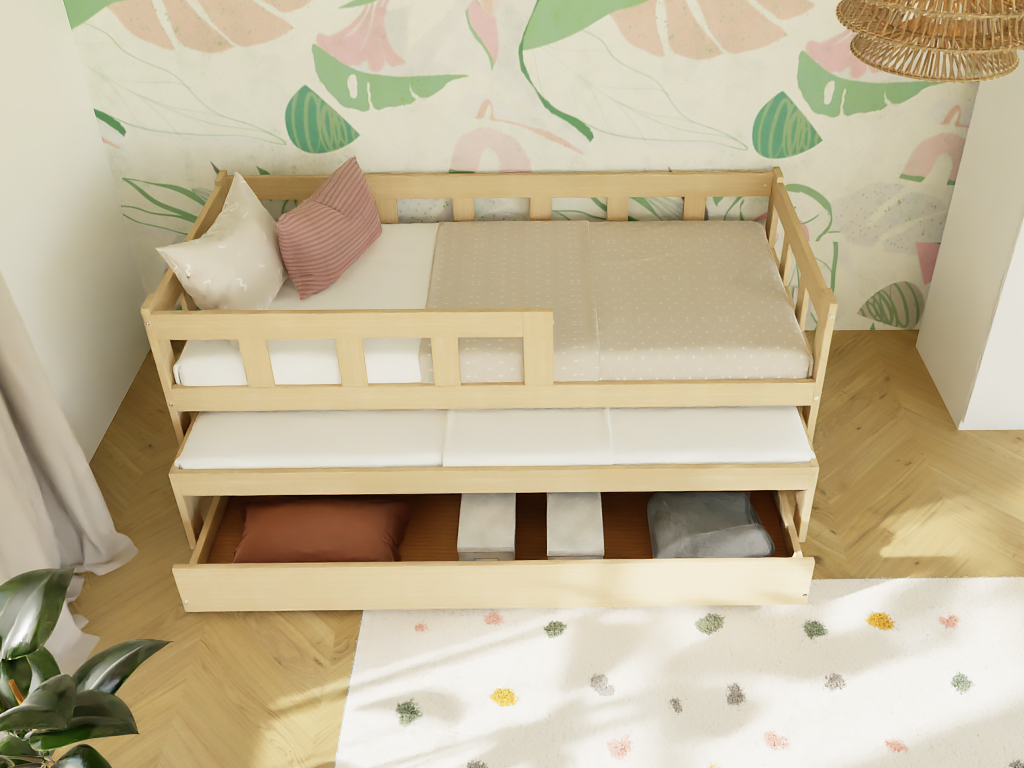 Benlemi Úložný dřevěný šuplík STORAGE pod postel na kolečkách Zvolte barvu: Nelakovaná, Zvolte rozměr: 55x190 cm (pod postel o délce 200 cm), Zvolte … (obrázek 6)