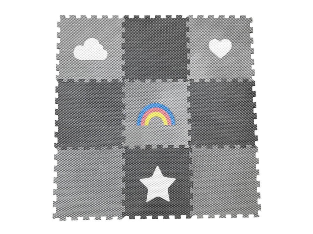 Levně Hrací pěnové puzzle do dětského pokoje ŠEDO-ČERNÉ 9 dílů
