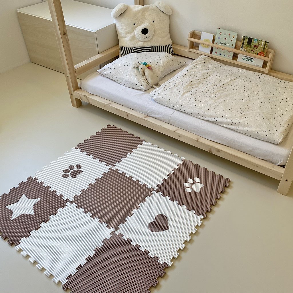 Pěnová podlaha puzzle z 9 dílů HNĚDO-BÍLÁ (obrázek 3)