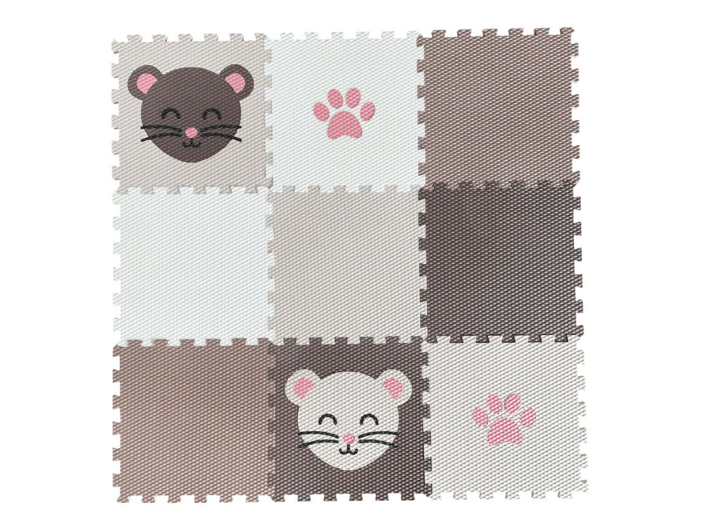 Levně Pěnová puzzle podlaha na hraní do dětského pokoje MYŠKA A TLAPKA 9 dílů