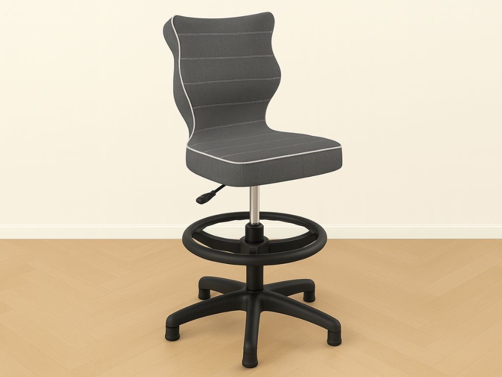 Levně Dětská ergonomická židle bez koleček k psacímu stolu TMAVĚ ŠEDÁ Zvolte rozměr: dítě 119 - 142 cm (výška stolu 68 - 81 cm)