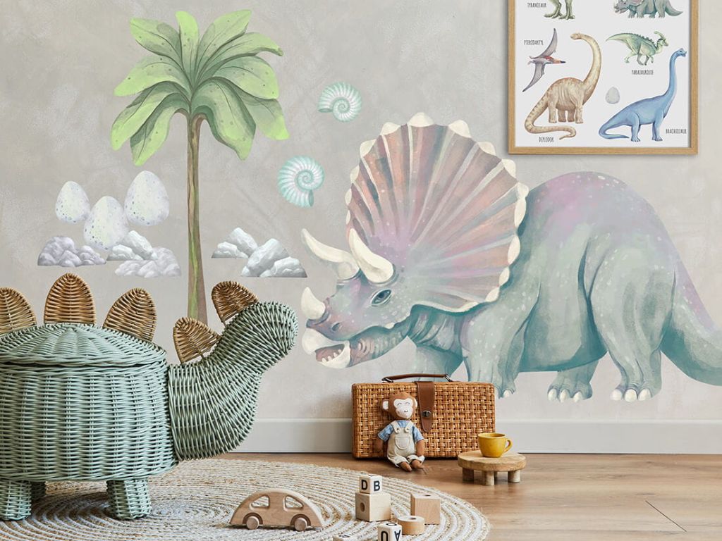 Levně Nálepky na zeď do dětského pokoje TRICERATOPS
