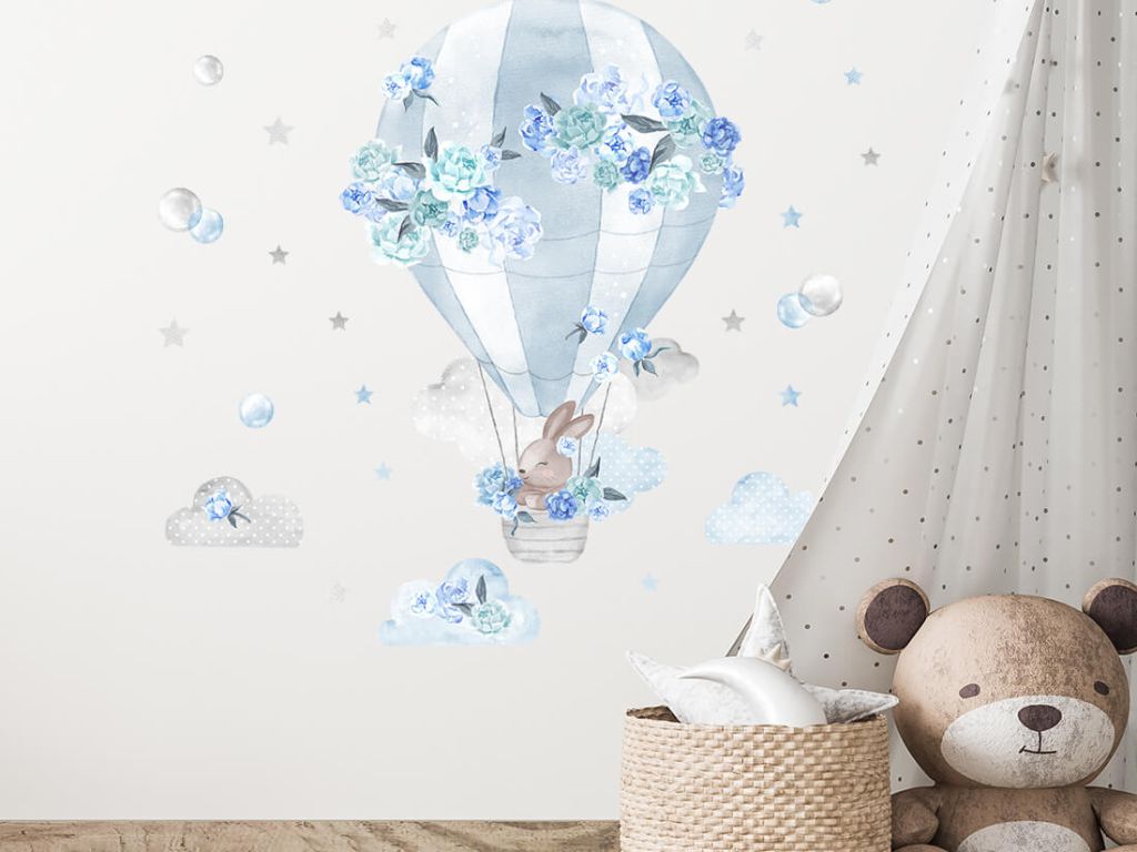 Levně Samopelky na stěnu BALÓN do dětského pokoje MODRÝ