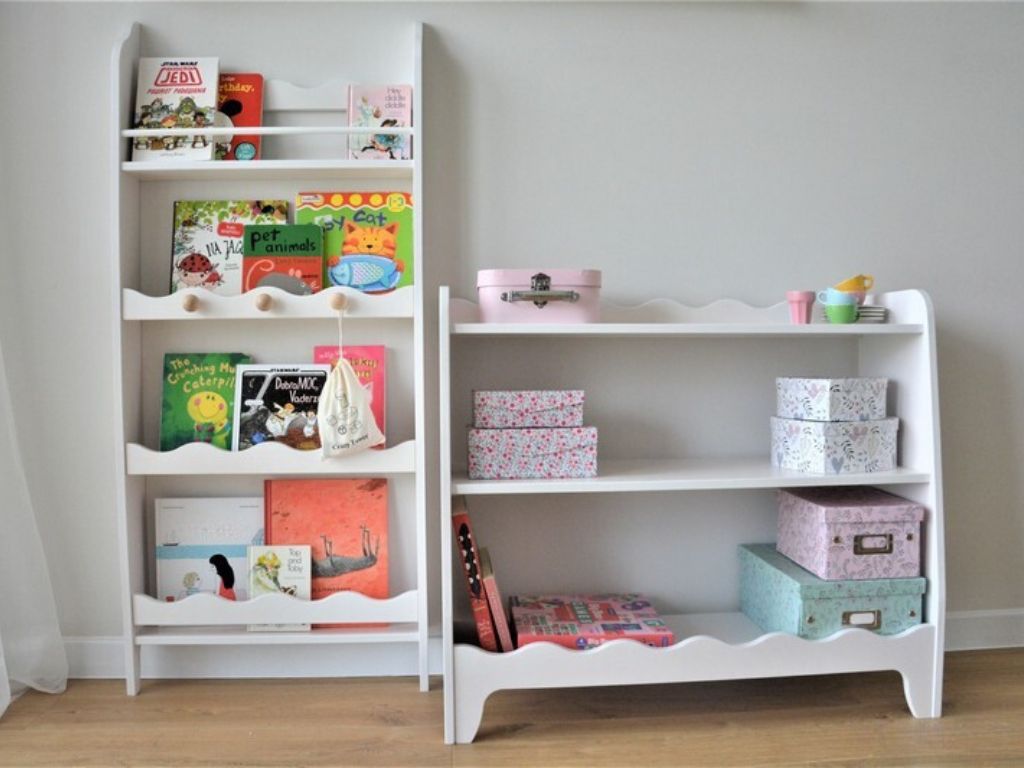 Dětský Montessori regál na knihy a hračky Zvolte barvu: Nelakovaná (obrázek 7)