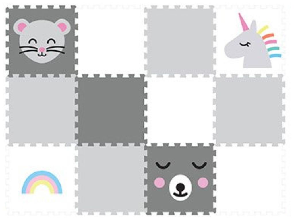 Levně Dvanáctidílná puzzle podlaha do dětského pokoje ŠEDÁ