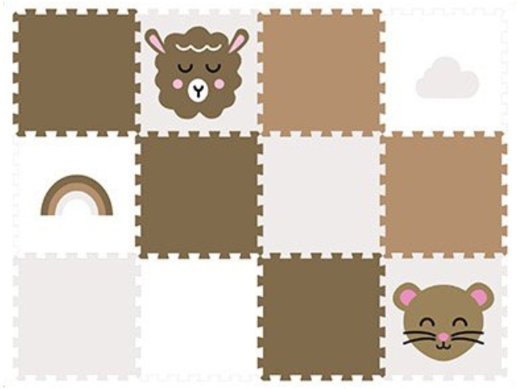 Levně Hnědá hrací podlaha puzzle 12 dílů MYŠKA