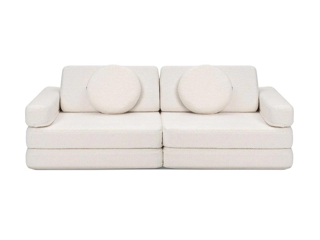 Velký multifunkční skládací bunkr z bouclé SOFA Zvolte barvu: Krémová bílá (obrázek 10)