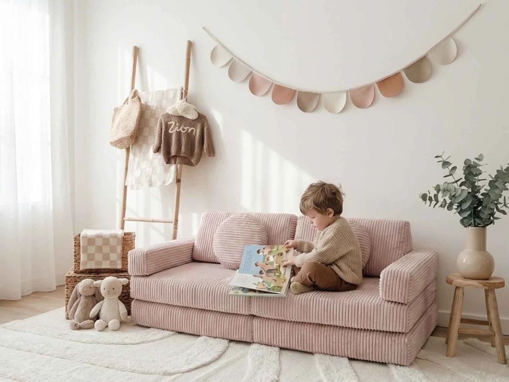 Velký multifunkční skládací bunkr z manšestru SOFA PURE Zvolte barvu: Krémová (obrázek 3)