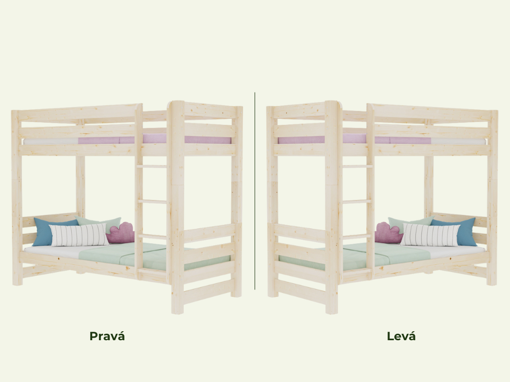 Dřevěná patrová postel ATLAS pro děti 90x200 cm Zvolte barvu: Transparentní lazura, Zvolte šuplík: Bez šuplíku, Zvolte zábranu: Bez spodní zábrany (obrázek 8)